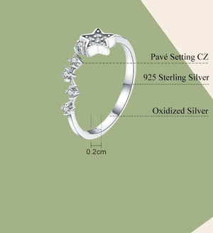 Secret of Stars Ring – 925 Sterling Silver Adjustable Celestial Ring 