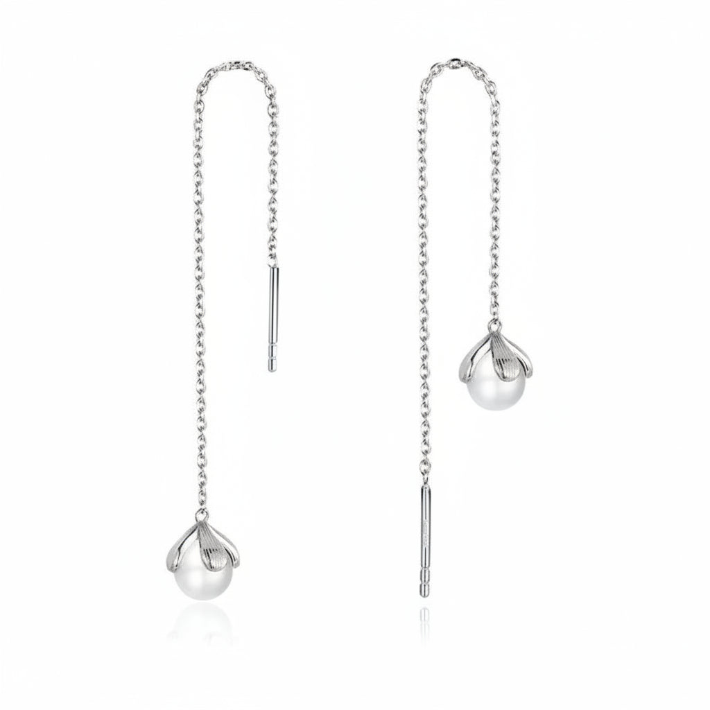Shell pearl drop earrings in 925 sterling silver