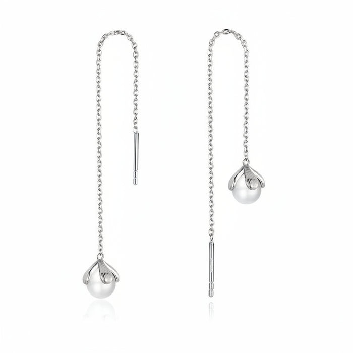 Shell pearl drop earrings in 925 sterling silver