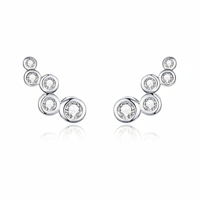 Bubble CZ ear climber earrings in 925 sterling silver