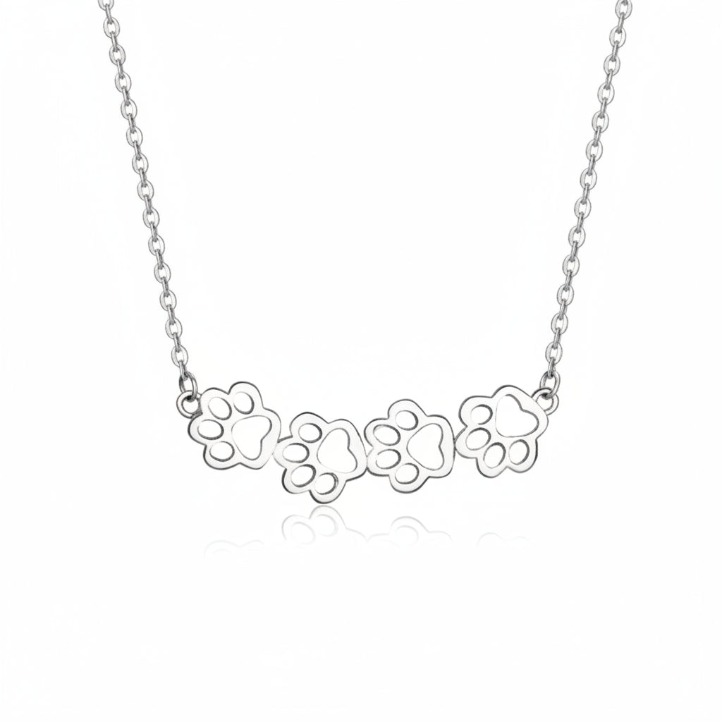 925 sterling silver paw necklace detail