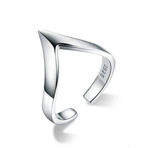 925 Sterling Silver Wave Love Ring – Adjustable Geometric Ring for Women 