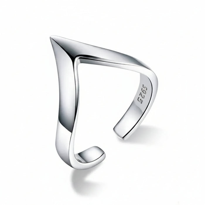 925 Sterling Silver Wave Love Ring – Adjustable Geometric Ring for Women 