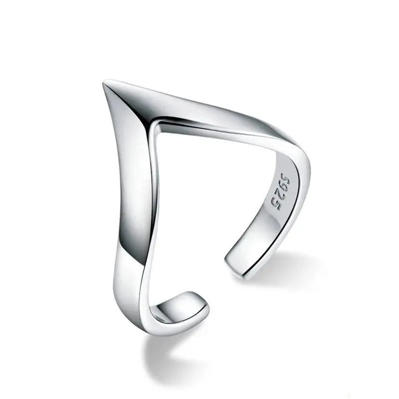 925 Sterling Silver Wave Love Ring – Adjustable Geometric Ring for Women 