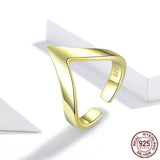 925 Sterling Silver Wave Love Ring – Adjustable Geometric Ring for Women 