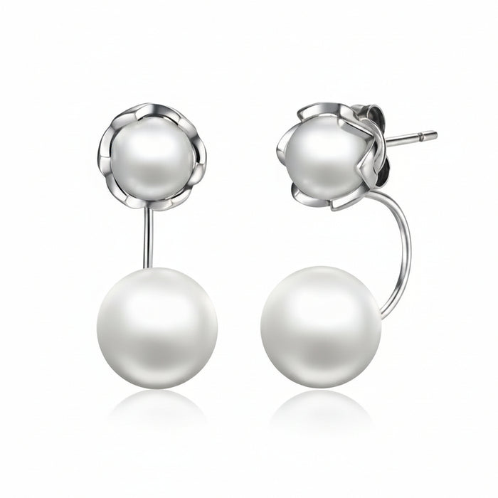 Simulated pearl drop earrings in 925 sterling silver