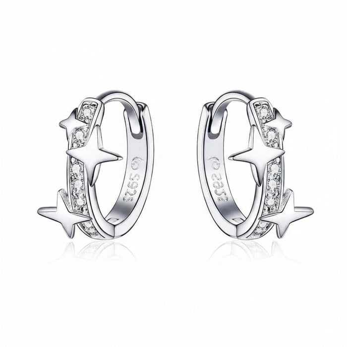 Small Galaxy hoop earrings on a 925 sterling silver base