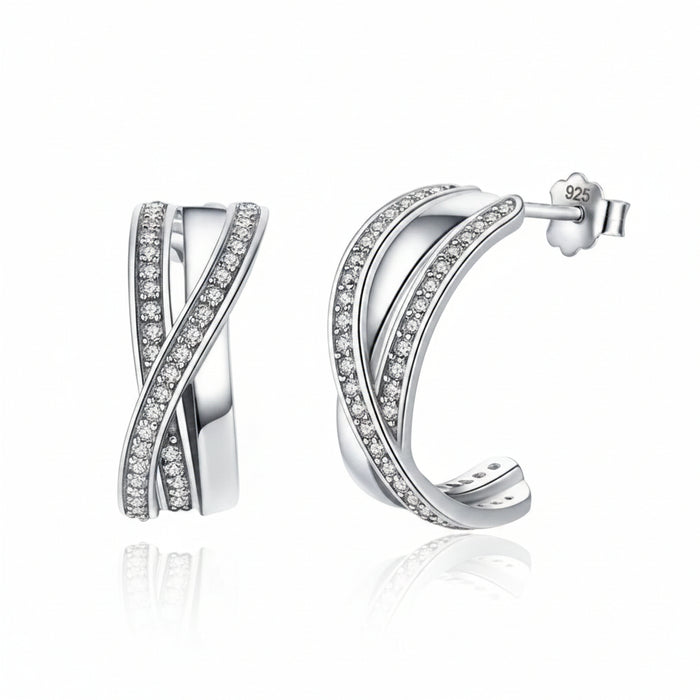 Sparkling knot stud earrings in 925 sterling silver