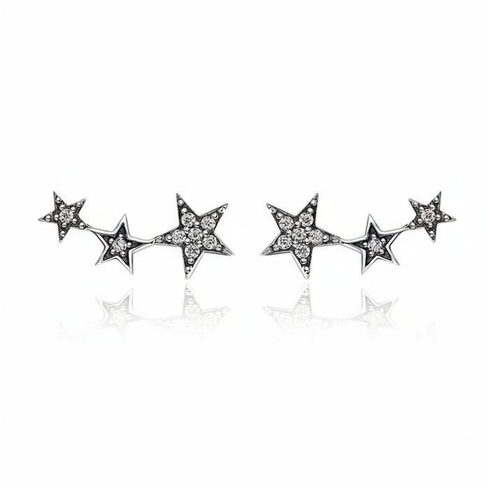 Stackable star CZ earrings in 925 sterling silver