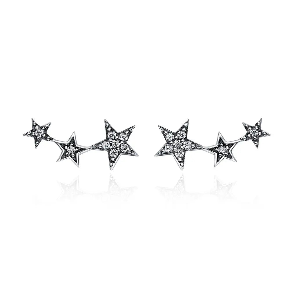925 sterling silver star earrings with cubic zirconia