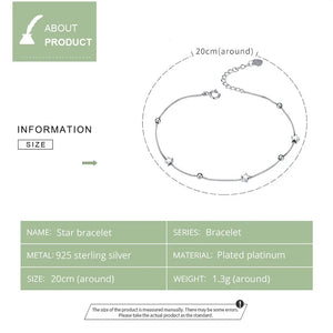⭐ 925 Sterling Silver Star Beads Chain Bracelet – Dainty Shine, Celestial Charm 