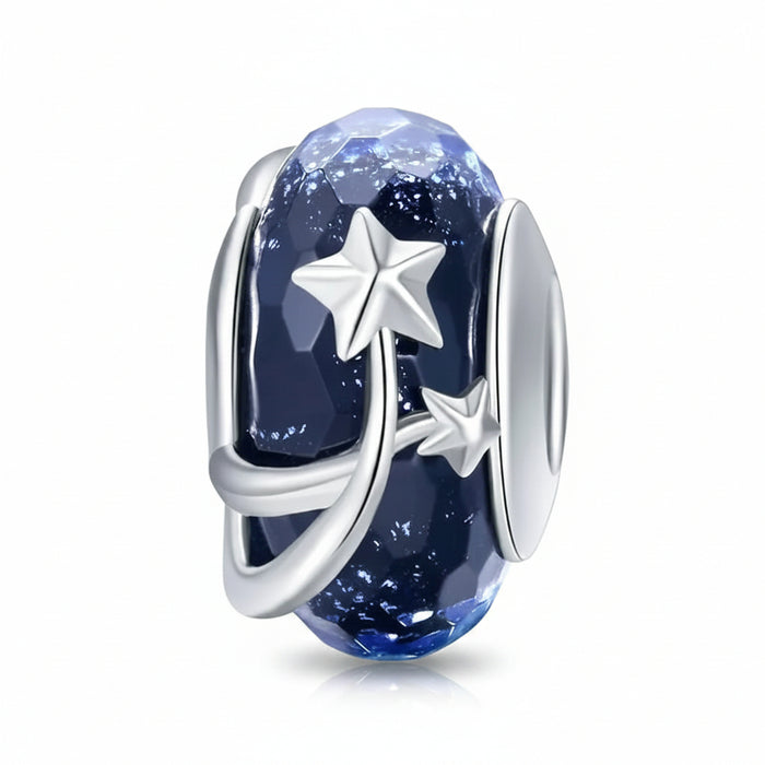 Star Flower Murano Glass Charm with 925 sterling silver core, fits Pandora bracelet