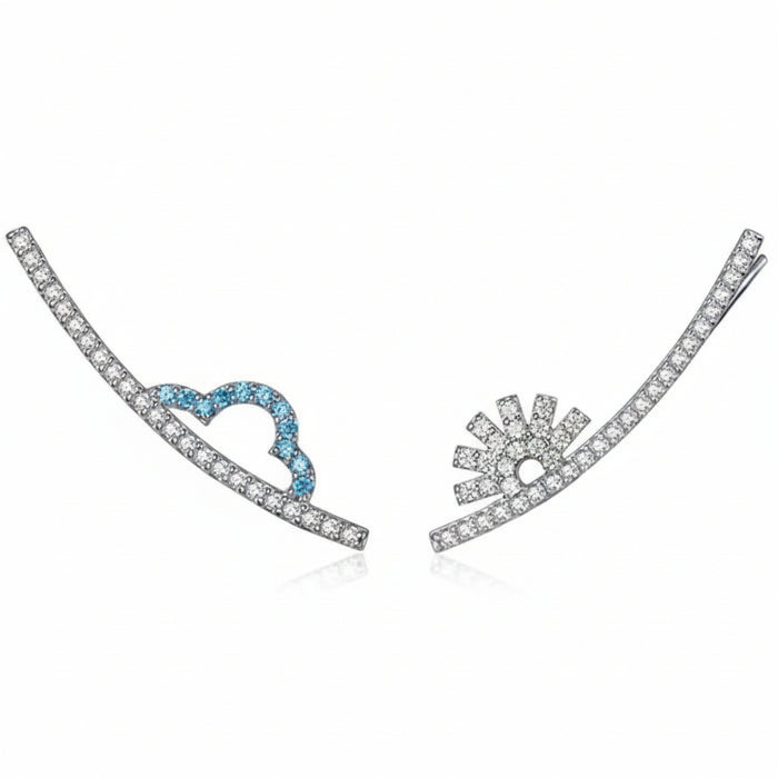 Sunshine and cloud ear climber earrings in 925 sterling silver