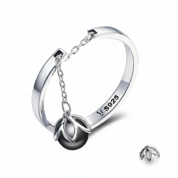 Tears of Flowers dangle open ring on thin wide silver bands – Jewelry Towns