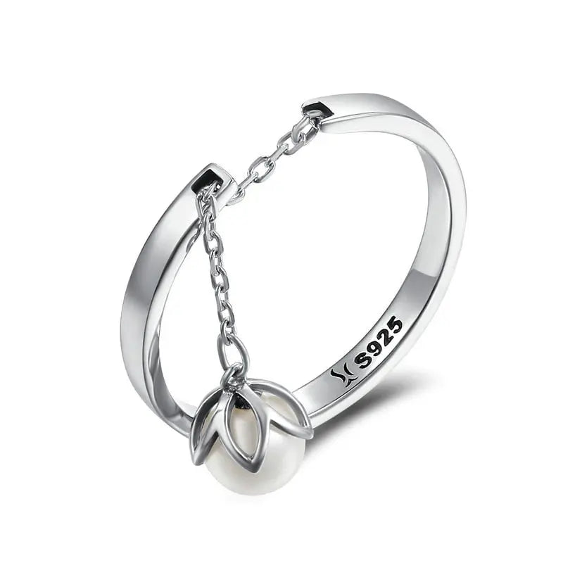 Genuine 925 Sterling Silver Tears of Flowers Dangle Open Ring – Luxury Jewelry for Women 