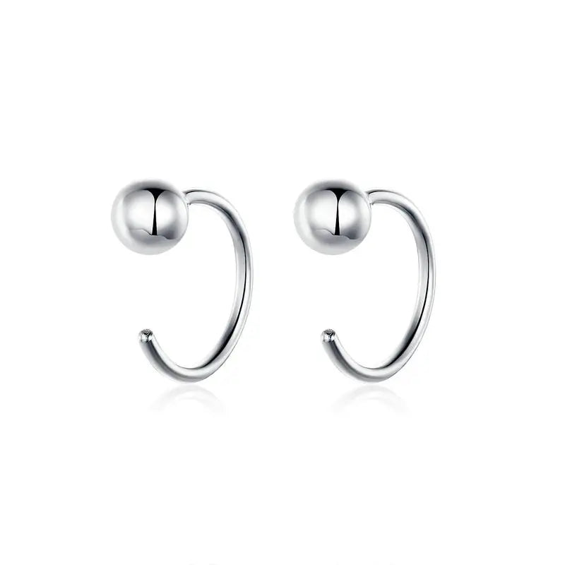 Tiny sterling silver hoops with bead details