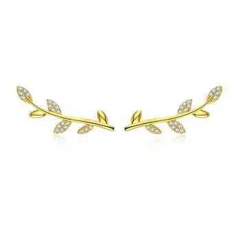 Tree Leaves Gold Color Earrings 