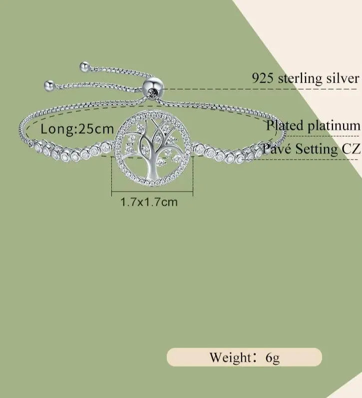925 sterling silver Tree of Life bracelet detail