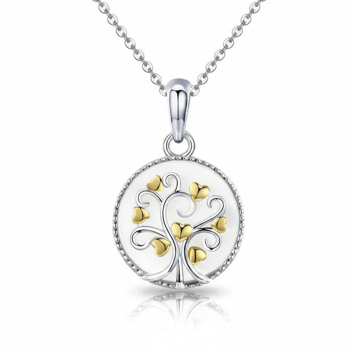 Gold Tree of Life heart necklace in 925 sterling silver