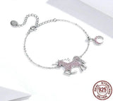 Unicorn & Moonlight Dreams Bracelet – 925 Sterling Silver Purple CZ Charm Jewelry for Women 