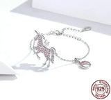 Unicorn & Moonlight Dreams Bracelet – 925 Sterling Silver Purple CZ Charm Jewelry for Women 