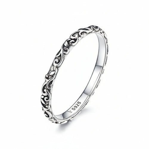 925 Sterling Silver Vintage Engraved  ring with scrollwork pattern – Jewelry Towns