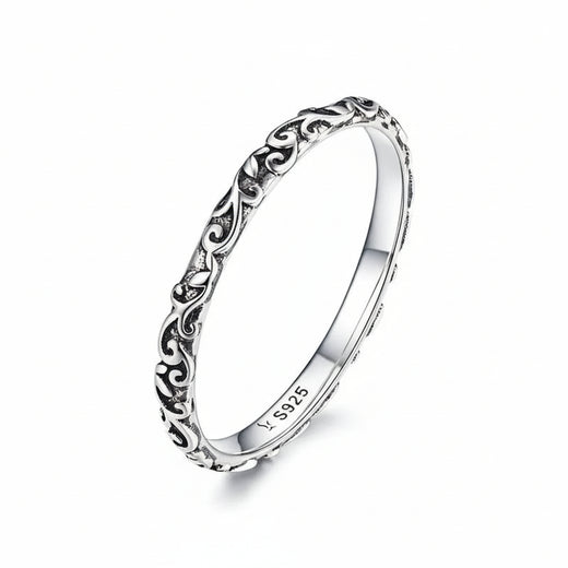 925 Sterling Silver Vintage Engraved  ring with scrollwork pattern – Jewelry Towns