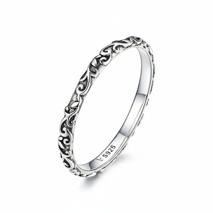 925 Sterling Silver Vintage Engraved  ring with scrollwork pattern – Jewelry Towns