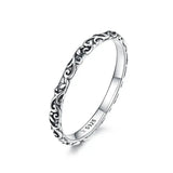 Vintage Engraved Sterling Silver Band Ring | 925 Silver Stackable Ring | 