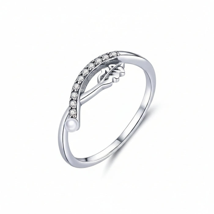 Vintage style leaf sterling silver wide band ring with zircon accent – Jewelry Towns