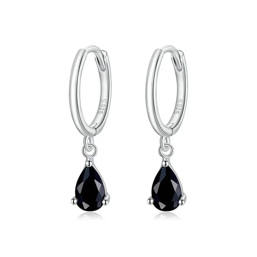 925 sterling silver water drop earrings with coloured cubic zirconia