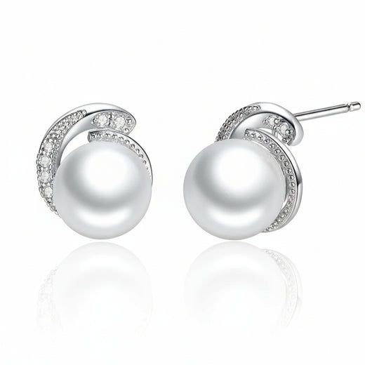 Water drop pearl-style stud earrings in 925 sterling silver