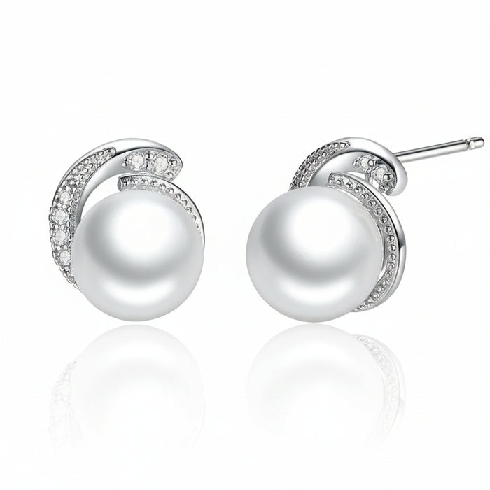 Water drop pearl-style stud earrings in 925 sterling silver