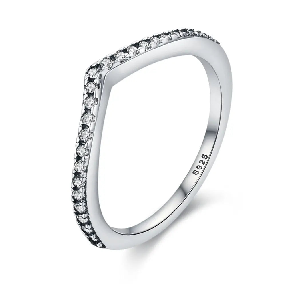 925 Sterling Silver Water Droplet CZ Ring – Elegant Engagement & Wedding Ring for Women 