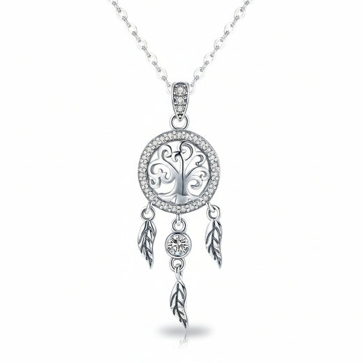 Tree of Life dreamcatcher necklace in 925 sterling silver