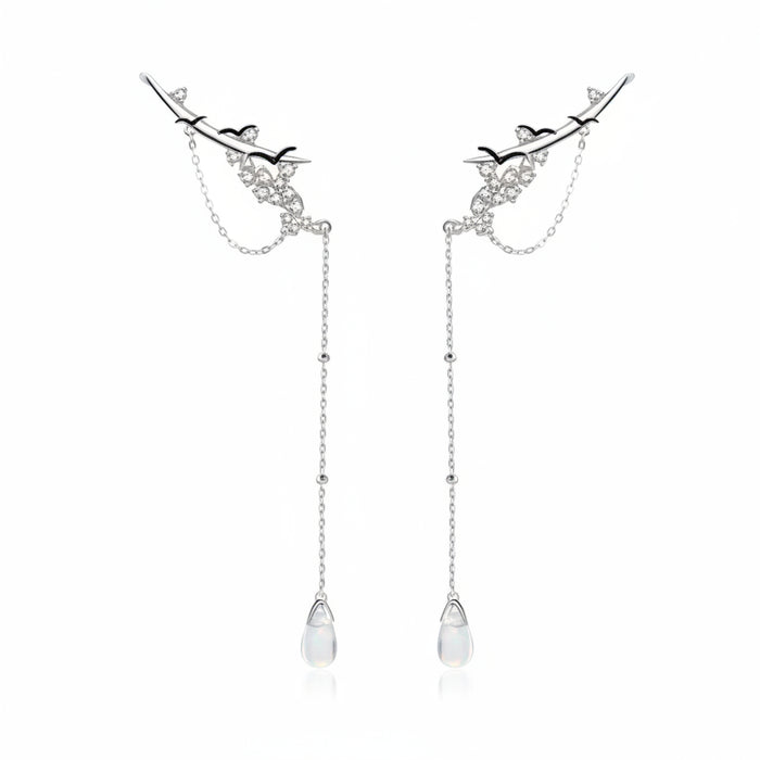 Platinum-plated landscape drop earrings in 925 sterling silver